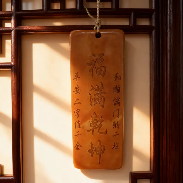 皇家御用松花石雕刻福满乾坤挂件
