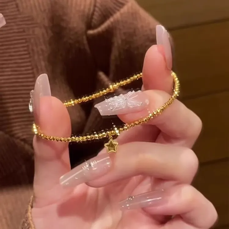 爆闪碎冰冰星星手链女轻奢小众高级感满天星重工古法