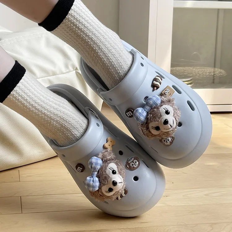 雪莉玫洞洞鞋女款2025新款夏季外穿凉拖鞋厚底沙滩鞋防滑包头拖鞋