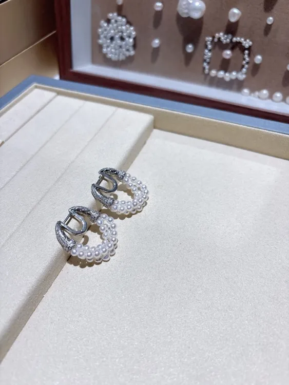 frlian淡水珍珠牛角设计多层baby极光珍珠耳扣3-4mm耳饰厚重工艺