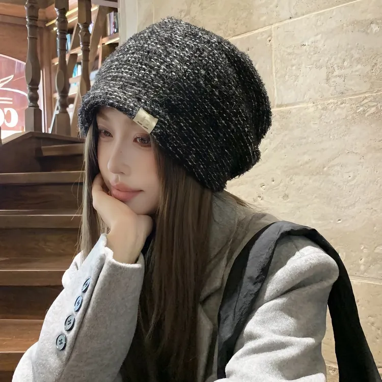 秋冬新款保暖羊毛堆堆帽子女韩版百搭大头围显脸小防寒护耳包头帽