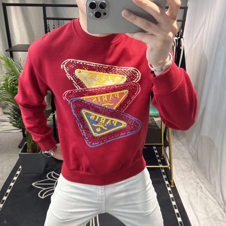 欧洲站男士高端胶印卫衣长袖2025新款时尚潮流欧货男装春秋款上衣