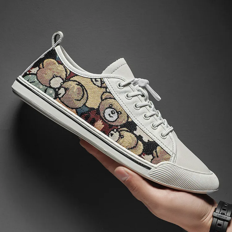 潮流鞋子夏季透气男鞋时尚休闲男士小白鞋板鞋潮鞋帆布鞋男百搭鞋