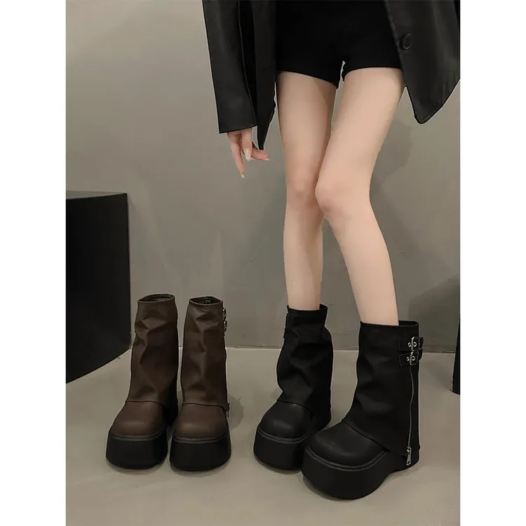 小个子厚底增高冬季马丁靴女新款秋季百搭爆款大头女款靴中筒靴子