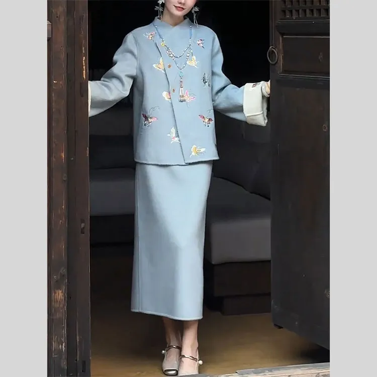 新中式国风穿搭一整套轻奢复古高级感时尚气质独特外套半裙两件套