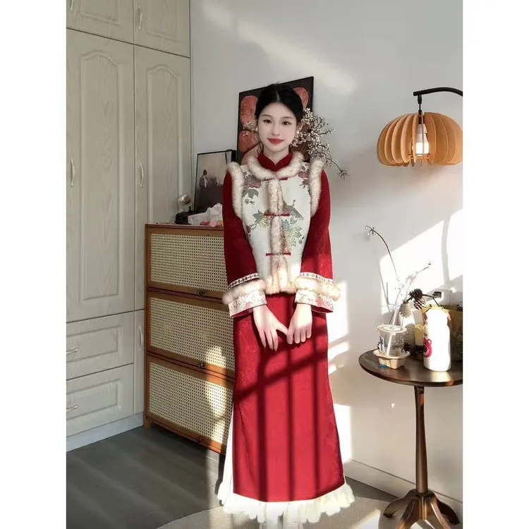 【遇年】冬季新中式过年战袍加绒加厚年轻秋冬女套装