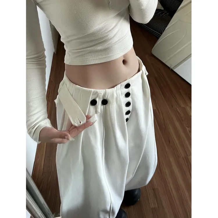 2026新款超好看宽松小个子直筒长裤白色休闲阔腿加厚秋冬季裤子女