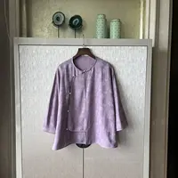 【夜光杯】桑蚕丝衬衫斜襟时尚百搭休闲圆领长袖气质