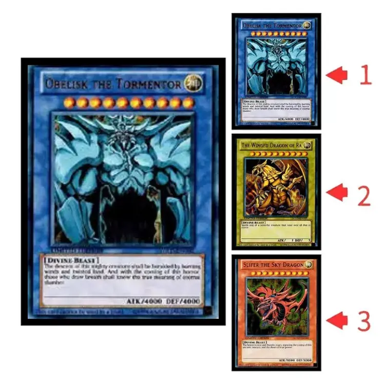 正版游戏王三幻神光栅海报光栅卡3d变色立体渐变画魔法师装饰画商品图