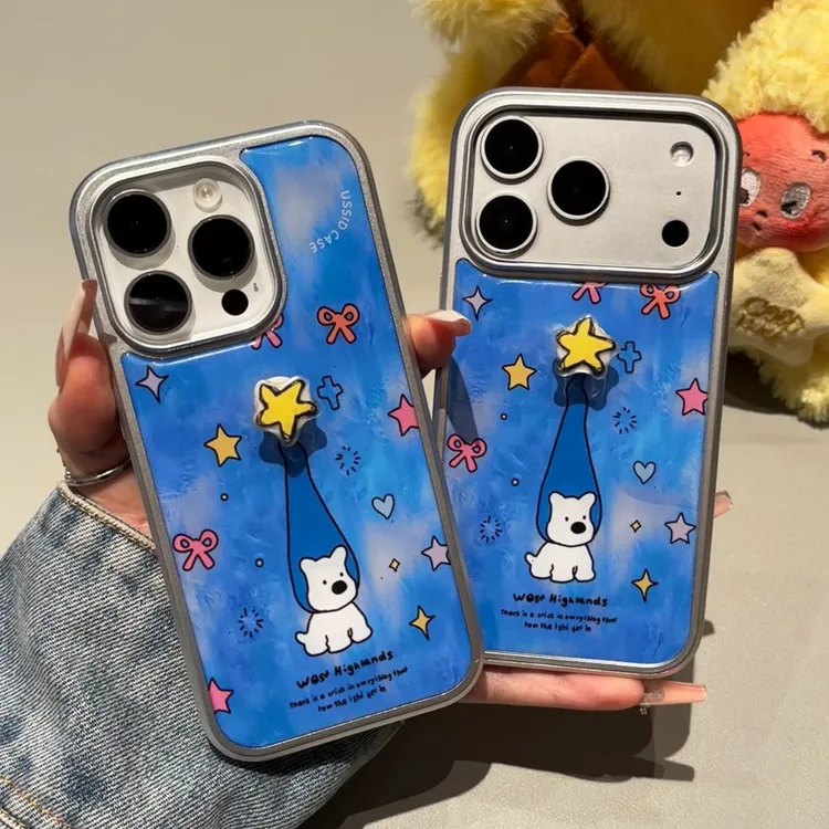 戴帽西高地适用iPhone17旋转星星手机壳苹果16/15华为P70oppo小米