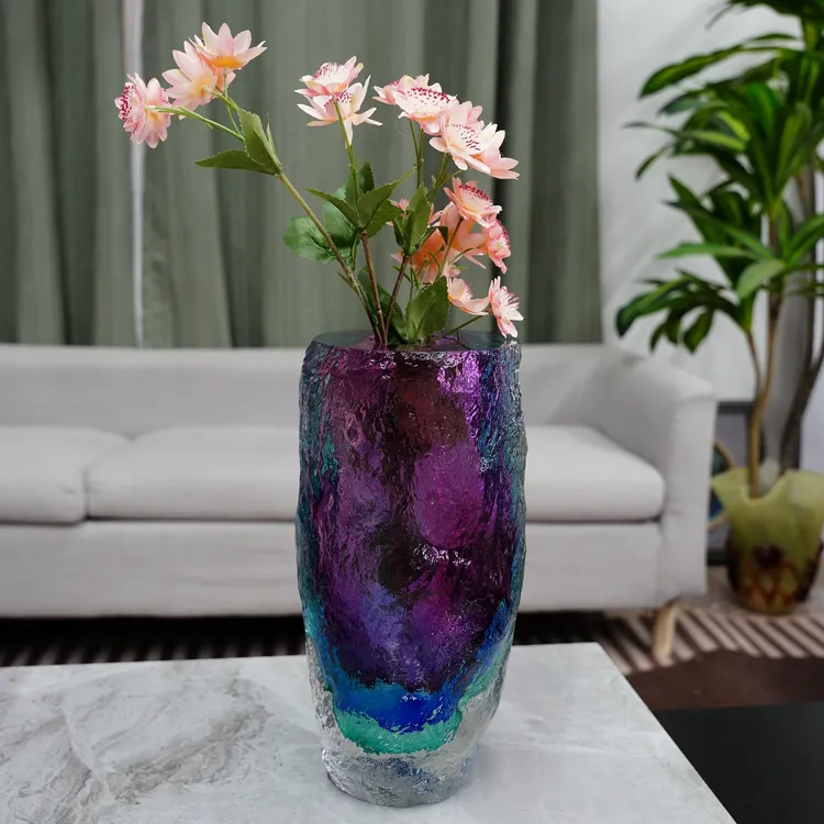 冰川纹幻彩琉璃花瓶创意个性桌面装饰插花家居装饰客厅酒柜礼品