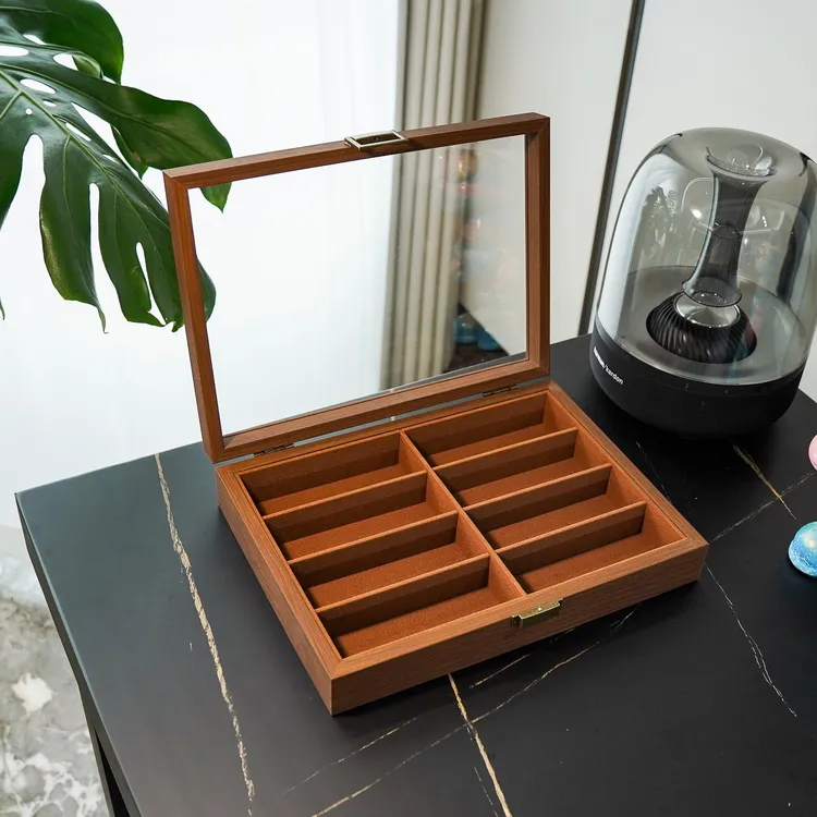 首饰盒/箱 胡桃木纹眼镜收纳盒大容量首饰眼镜展示盒太阳镜收纳盒