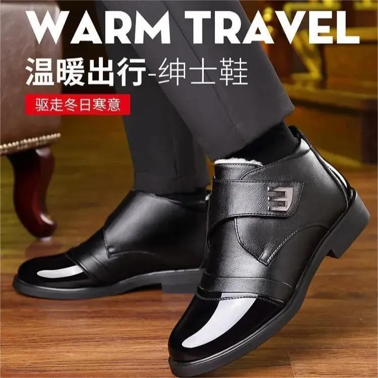 老板通勤休闲皮鞋增高加绒保暖软底皮鞋男款婚鞋商务爸爸鞋子6-SM商品图