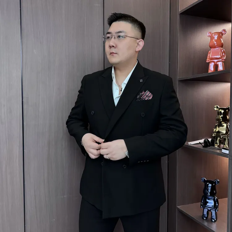 【建平大码西服套装】秋季英俊大码商务西服套装双排扣正装款西服