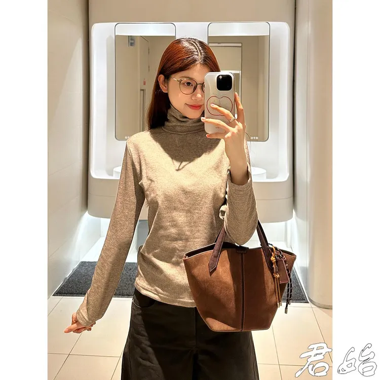 堆堆领长袖t恤打底衫上衣秋装女款爆款2025新款时尚洋气百搭女装