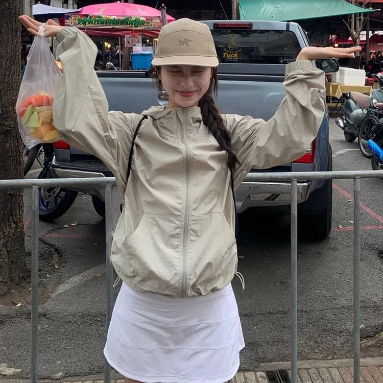 夏季新款防晒衣女短款休闲外套薄款小个子上衣防紫外线连帽防晒服