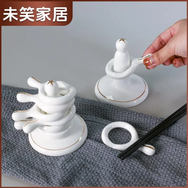 骨瓷筷子托套装家用筷托陶瓷筷枕筷子拖筷架托勺子托搁筷子收纳层