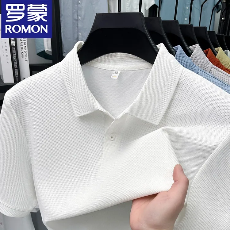 罗蒙短袖男士polo衫夏季新款翻领纯色半袖T恤商务时尚男简约潮流
