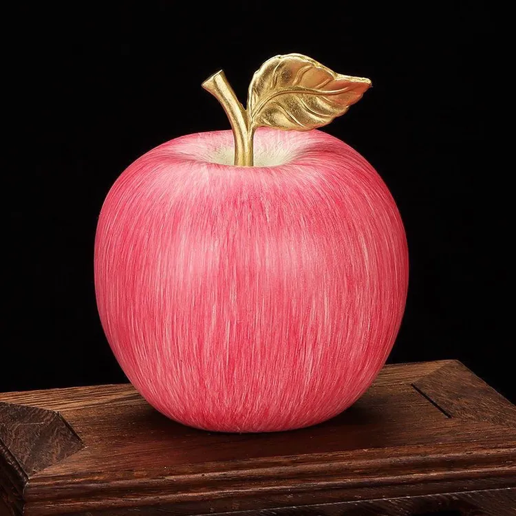 手工彩绘铜苹果摆件 铜苹果摆件 铜红苹果