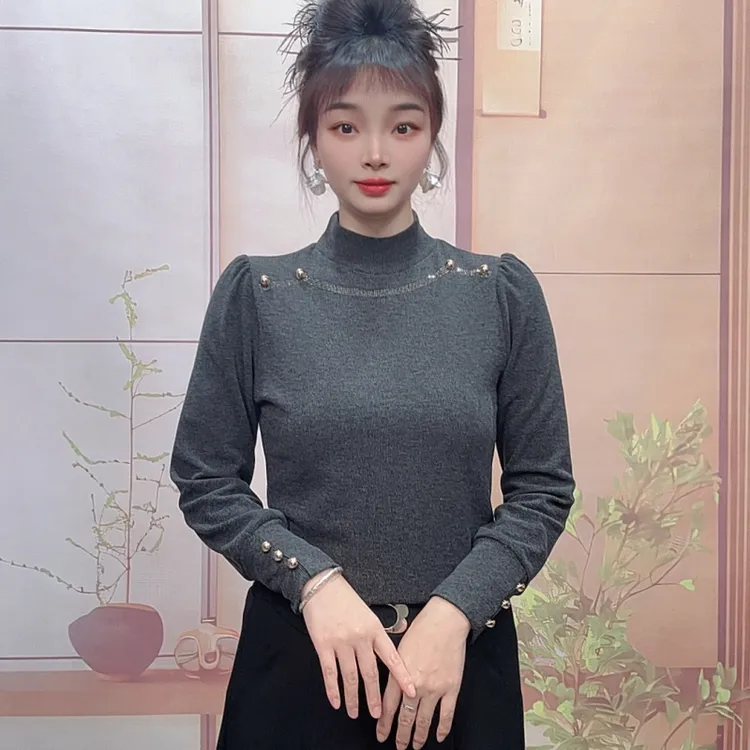 秋冬新款保暖小衫半高领气质显瘦2025时尚洋气百搭打底长袖女上衣