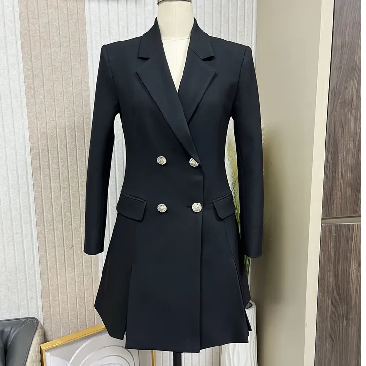 2025春秋新款西装裙时尚气质优雅女神范休闲通勤双排扣西装领外套