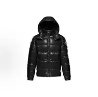 未使用 MONCLER 蒙口 25FW Maya黑色亮面立领连帽徽标羽绒服