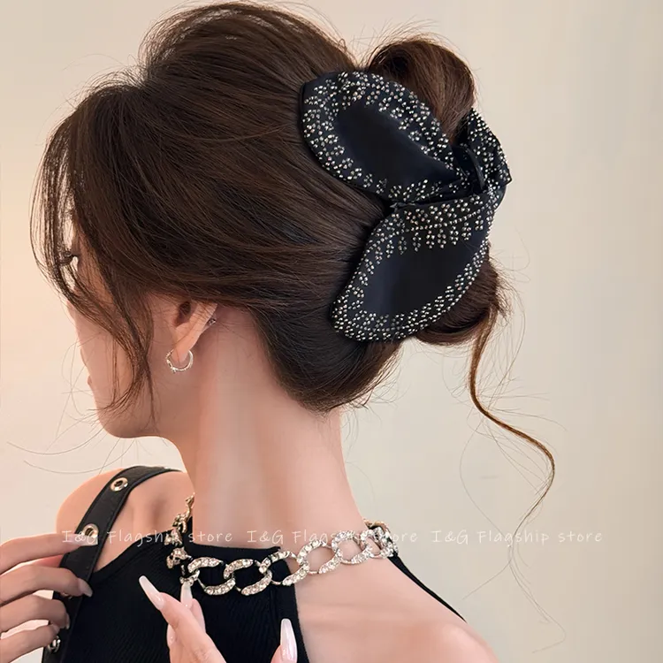 I&G小众设计感叶片麦穗三角抓夹高端闪钻后脑勺抓夹发量多发饰