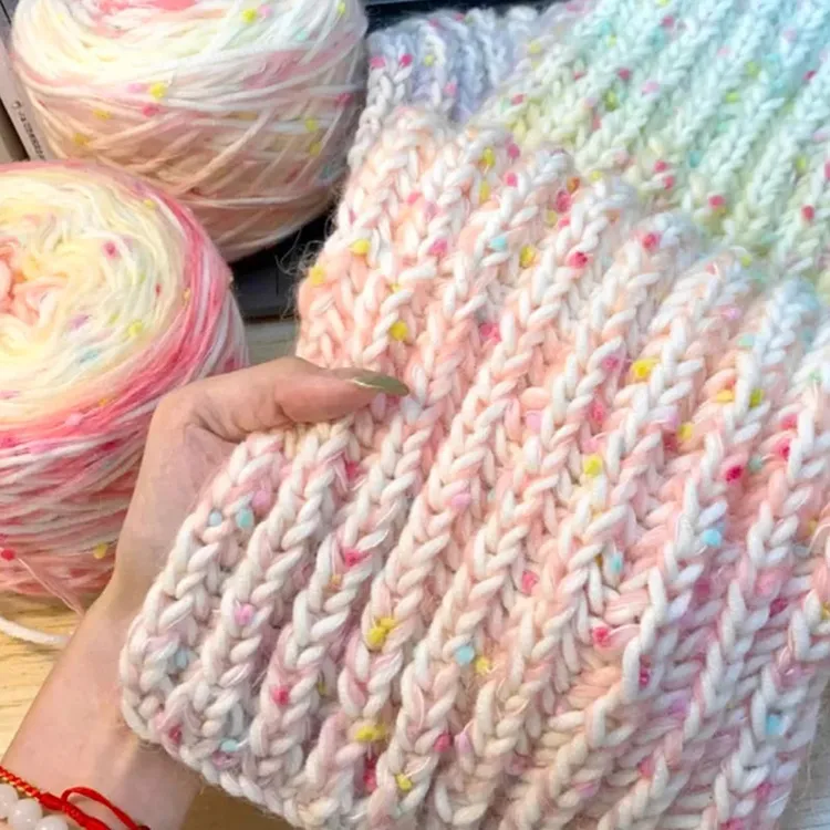 彩虹糖渐变围巾diy材料包手工编织围巾送女朋友闺蜜男友礼物混线