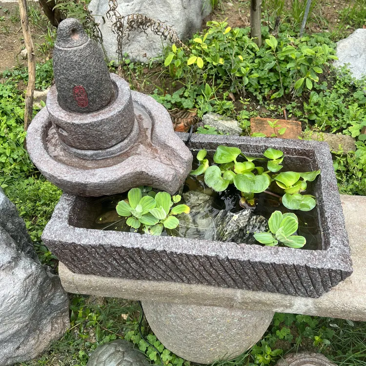 中式复古仿石小石磨出水石槽组合流水摆件家居办公室茶室民宿庭院