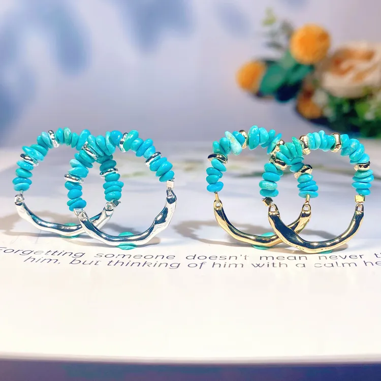 天然原矿绿松石随形戒圈戒指多色多样性随机发一件气质轻奢时尚