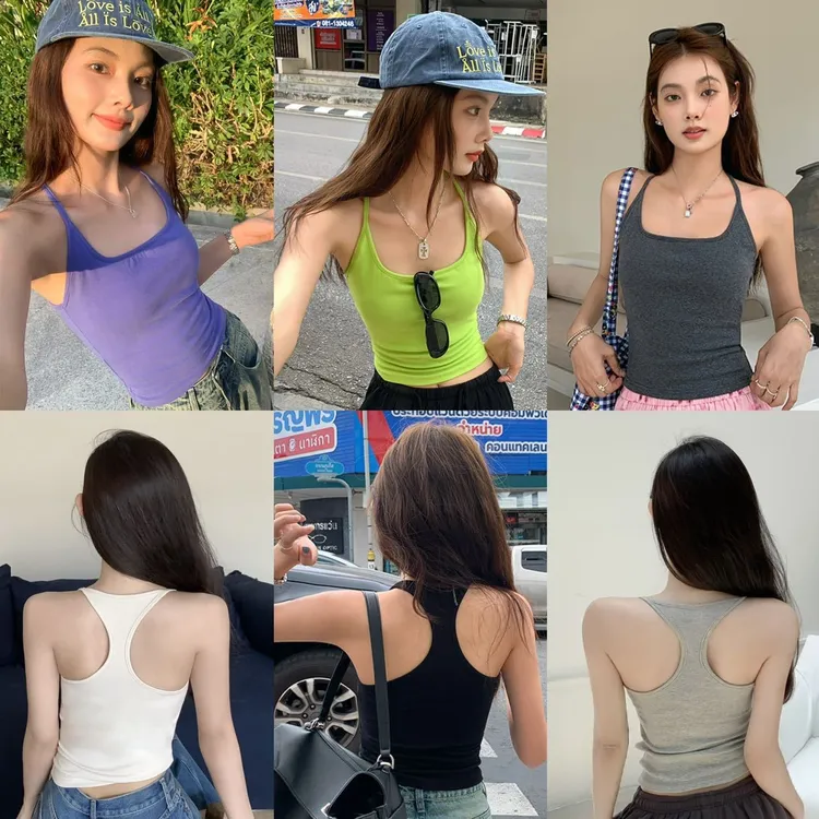 夏季性感辣妹纯欲风吊带背心女内搭设计感细肩带修身显瘦外穿上衣