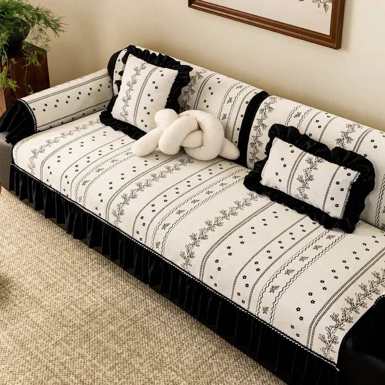 （花枝）四季通用沙发垫雪尼尔简约2025新款沙发套罩防滑轻奢高级感