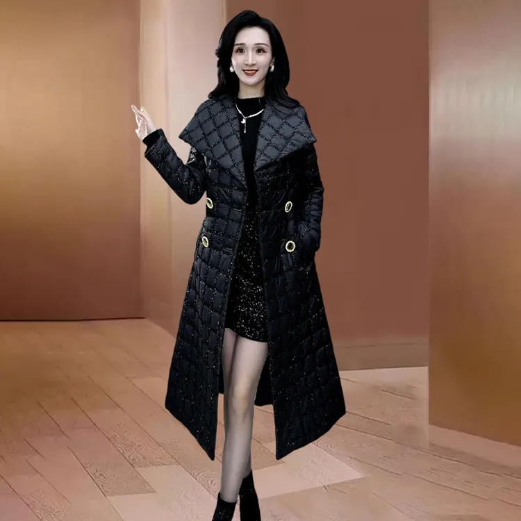 品牌黑色时尚韩版中长款外套女2025秋冬新款收腰气质减龄爆款大衣