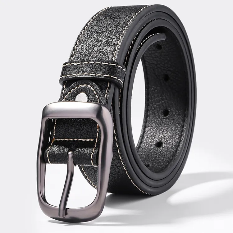 百搭成人男女牛仔腰带简约休闲真皮裤腰带黑色牛皮带复古运动时尚