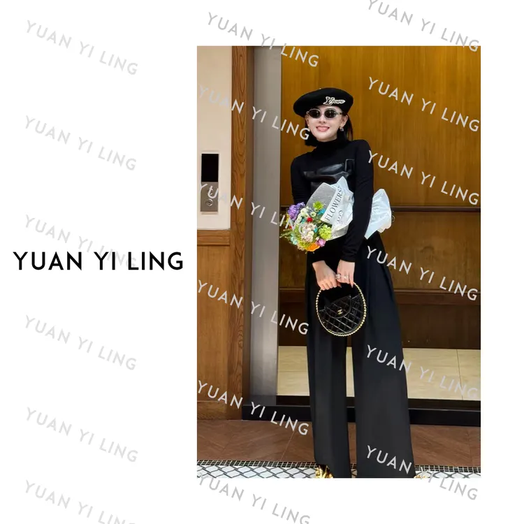 袁艺灵【V家高定】25秋季新款澳毛小众高级设计感显瘦阔腿裤7026