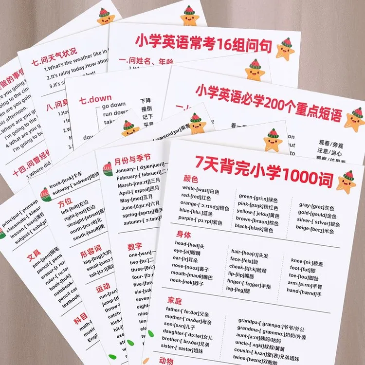 英语语法顺口溜体系卡片口诀大全初中小学必备知识点掌握教学教具