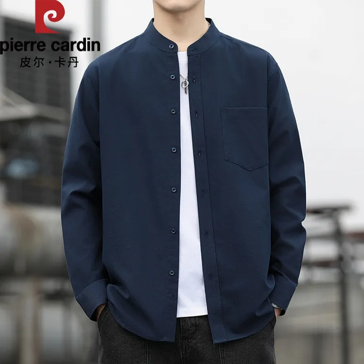 【皮尔卡丹官方正品】长袖衬衫男士休闲衬衣2025年春季新款潮流宽松