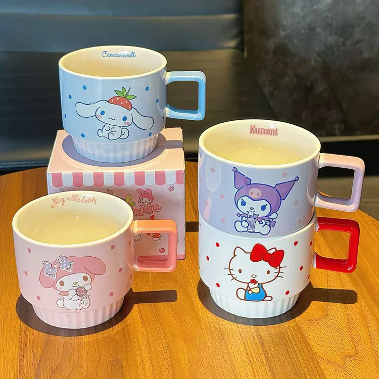 正版三丽鸥杯子可爱卡通库洛米陶瓷马克杯美乐蒂家用儿童节水杯