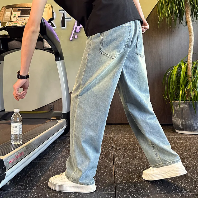 蓝色冰丝牛仔裤男士夏季薄款2025新款爆款直筒休闲春秋潮牌长裤子
