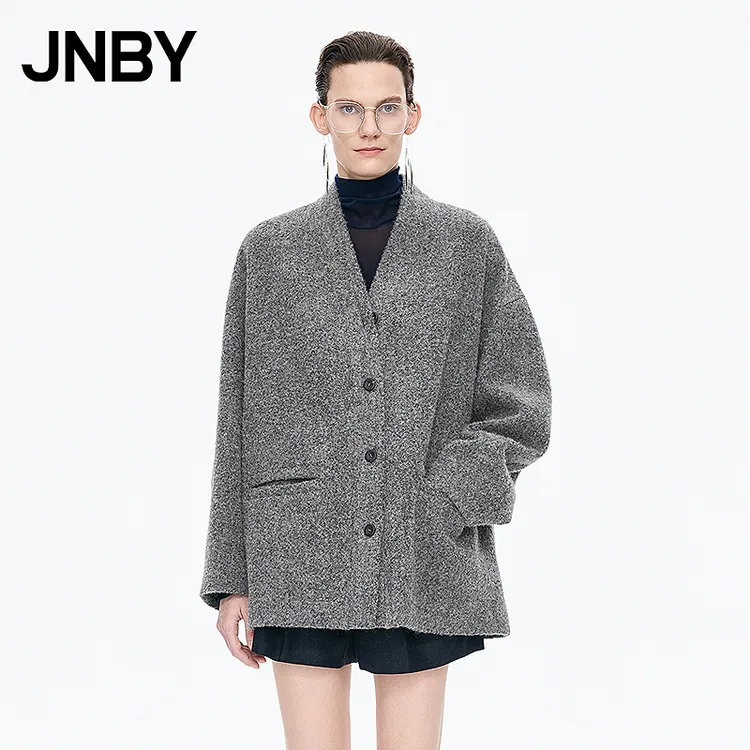 【商场同款】JNBY/江南布衣25秋绵羊毛夹克外套无领5P9812290