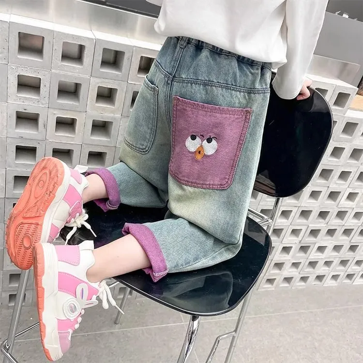 女童牛仔裤儿童春秋2025韩版新款长裤百搭洋气宝宝裤子宽松休闲潮