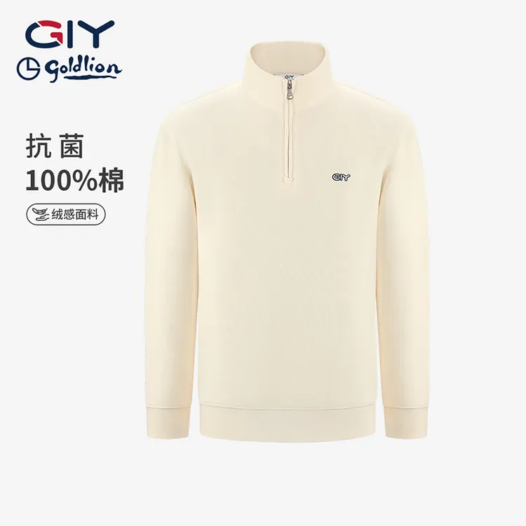 金利来GY时尚休闲立领POLO衫纯棉T长袖男女卫衣休闲运动简约情侣