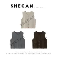 SHECAN【姑苏】秋季法式百搭针织圆领纯色背心马甲5QC334
