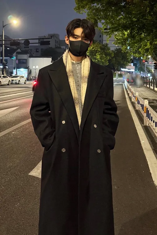 中长款秋冬季双排扣袖毛呢大衣过膝韩版外套百搭加厚宽松潮流