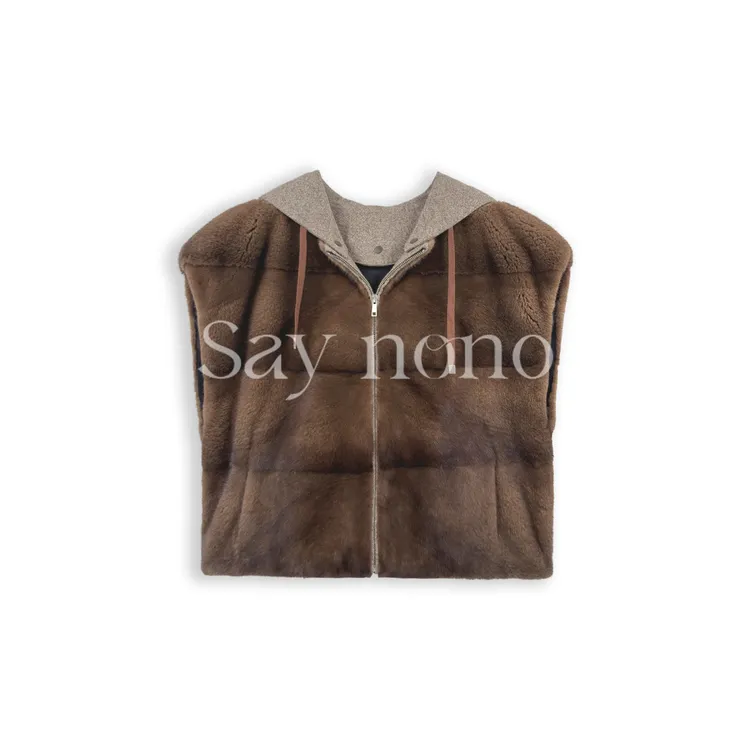 懒猫nono│Saynono 时尚轻奢连帽设计慵懒风水貂皮草马甲CH25391