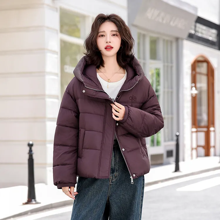 连帽女短款插肩袖立领保暖秋冬棉服xpd