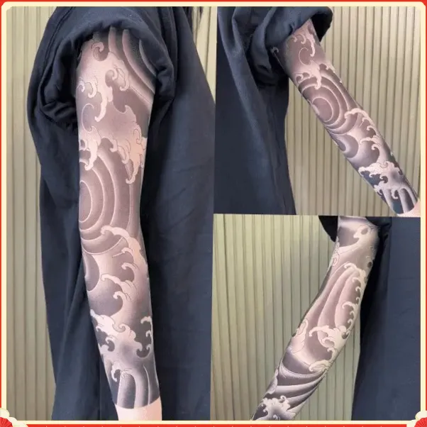 超薄无痕防晒冰袖CRRY男女款花臂纹身袖套户外配饰【陆月】