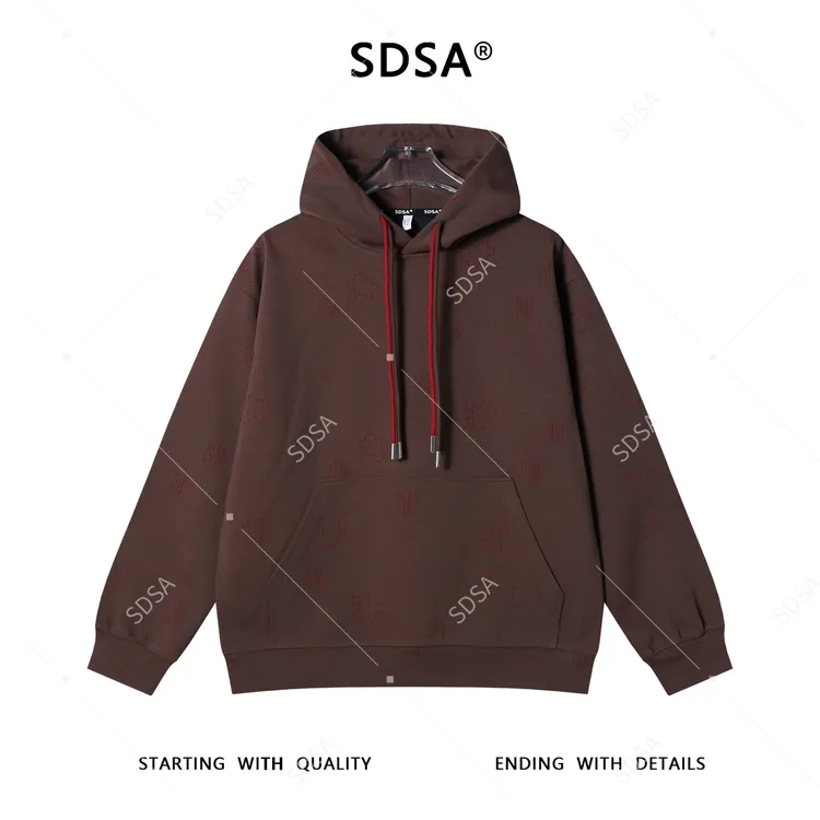SDSA男士秋冬新款痞帅男装简约割破拼图连帽卫衣百搭时尚美式复古