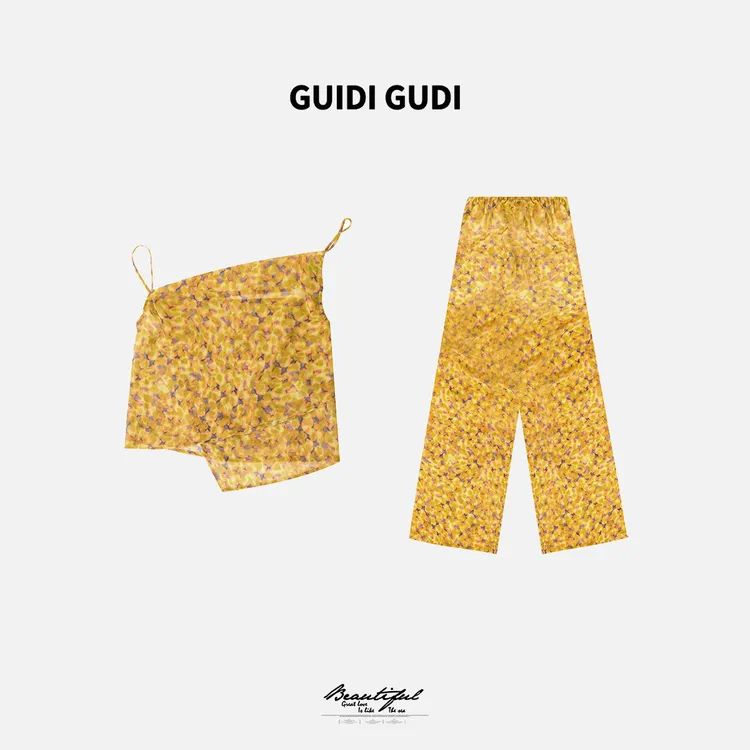 GUIDI GUDI【奇迹行者】黄加蓝两件套背心+休闲裤套装 D9520284H