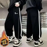200405童装男童加绒卫裤2025冬韩版潮酷洋气休闲加绒加厚男童卫裤